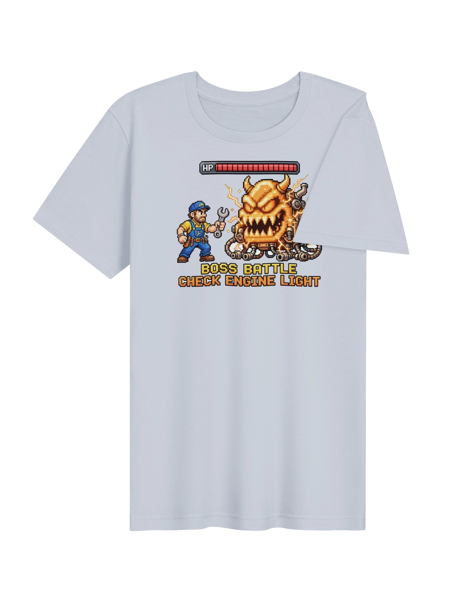 Boss Battle Check Engine Light 16-Bit Pixel Funny Mechanic T-Shirt product image (4)