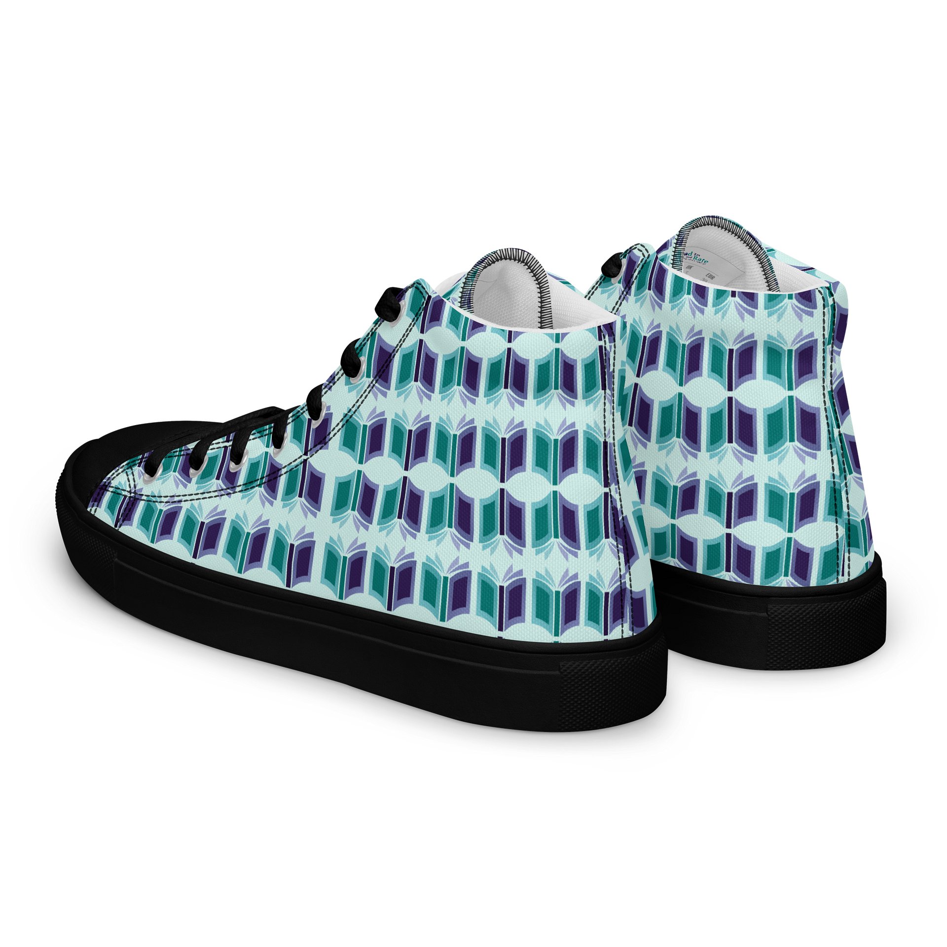 Women's High Top Canvas Shoes (Light Teal Background) product image (5)