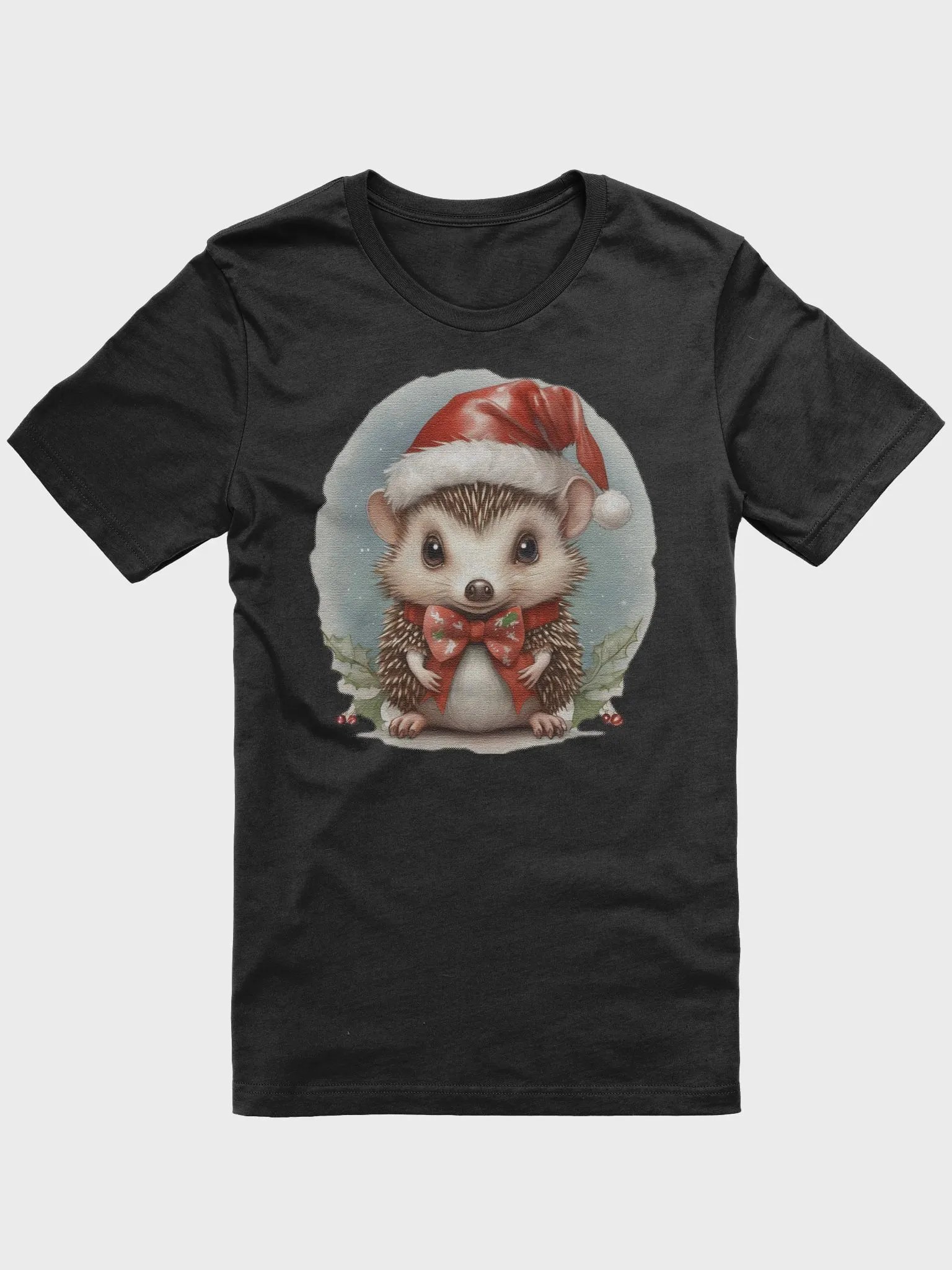 Cute little hedgehog wearing a santa hat Supersoft T-Shirt product image (1)