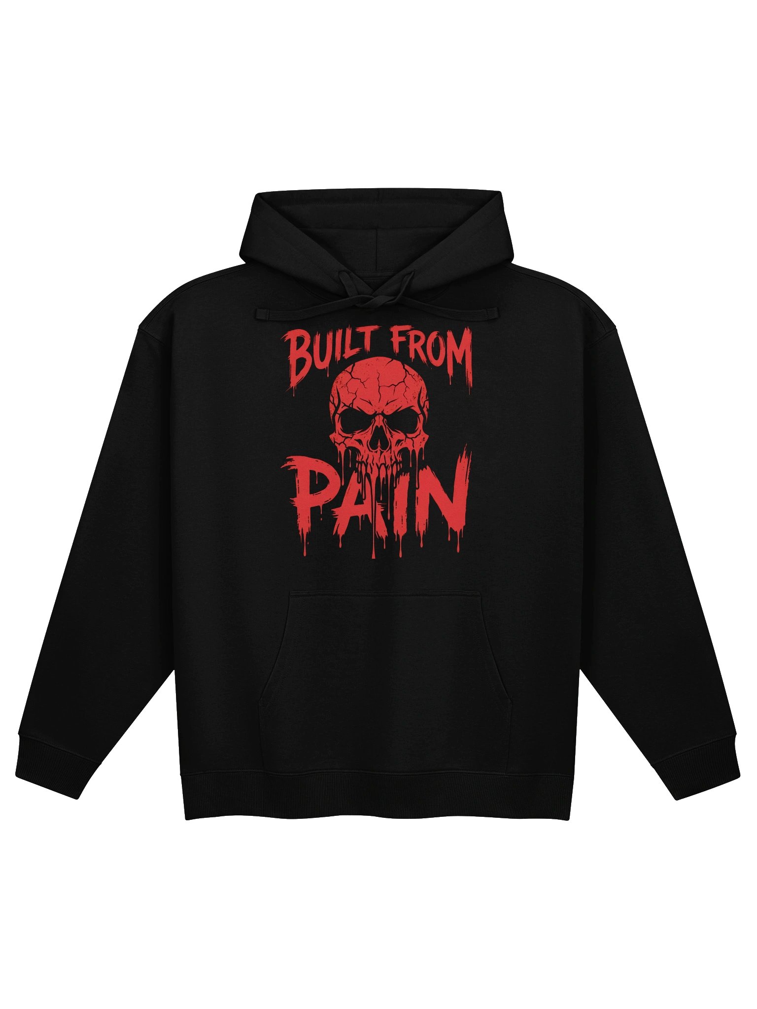 Built From Pain Skull Print Hoodie – Men's Streetwear Pullover product image (1)