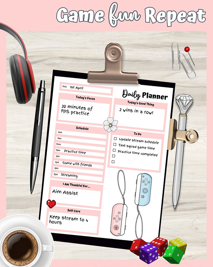 Pink Printable Planner - Gamer Themed product image (2)
