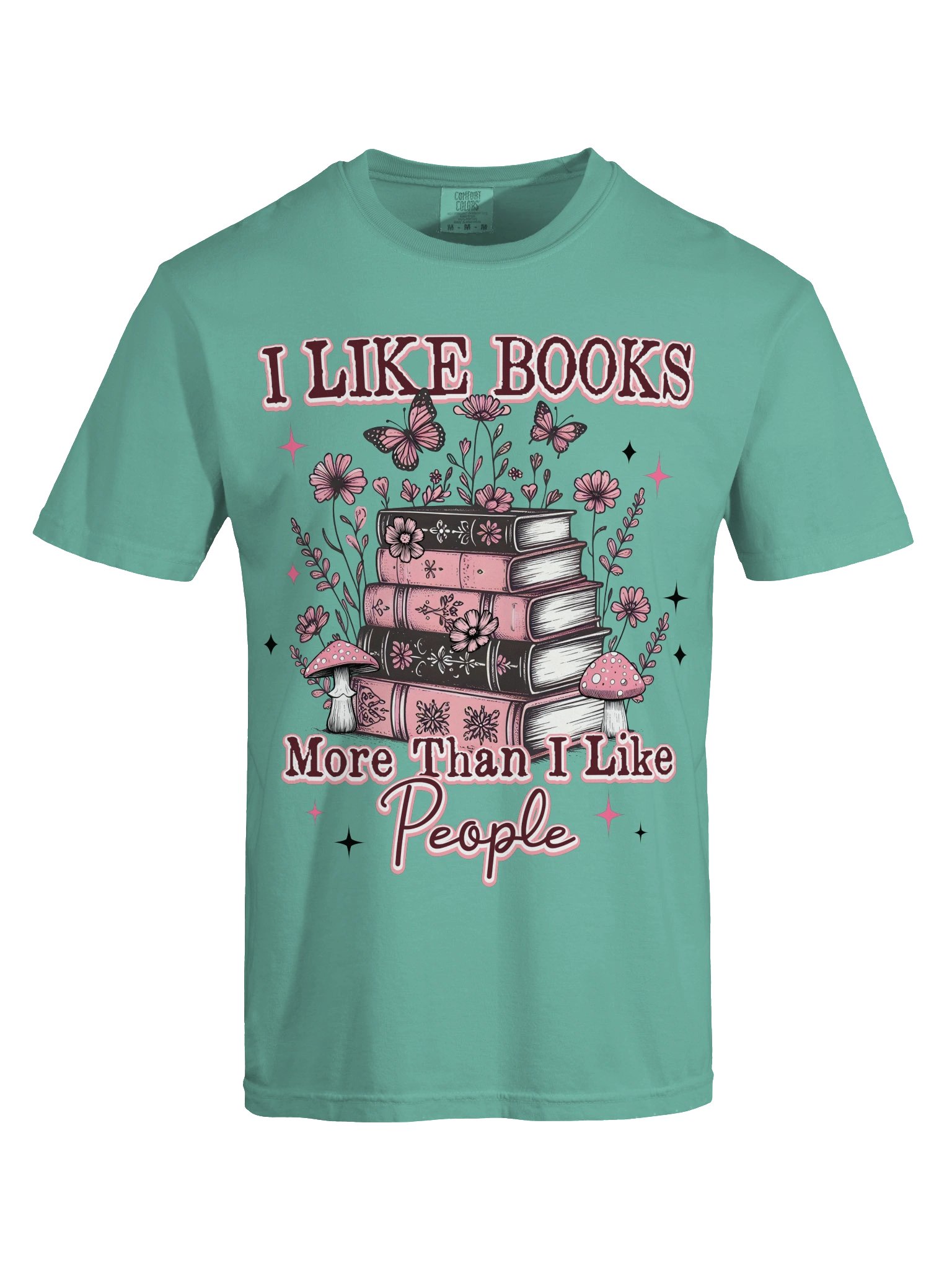 I Like Books Shirt, Coquette Wildflower Stacked Books Graphic Tee, Book Lover Aesthetic Gift product image (5)
