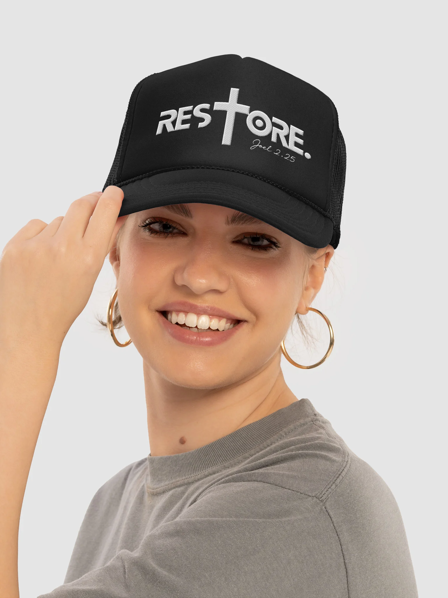 RESTORE™ Hat | Joel 2:25 Christian Snapback | Faith-Inspired Mesh Cap | Scripture Apparel product image (44)