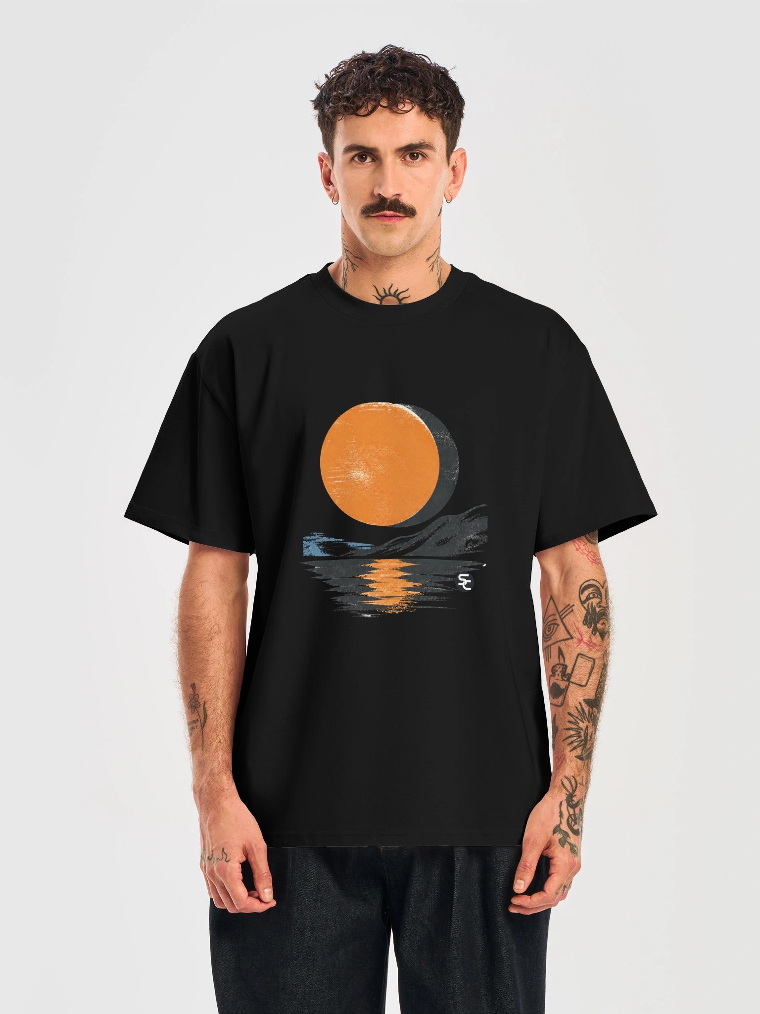 Abstract Orange Moon Heavy Tee product image (43)