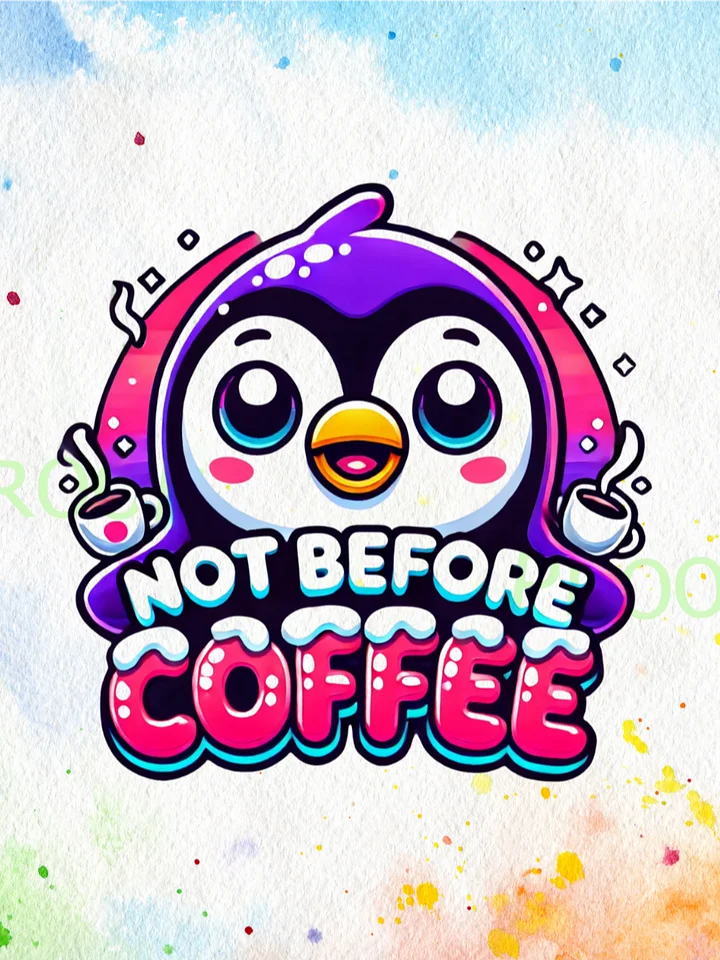 Not Before Coffee Penguin – Instant Download Graphic Design product image (1)