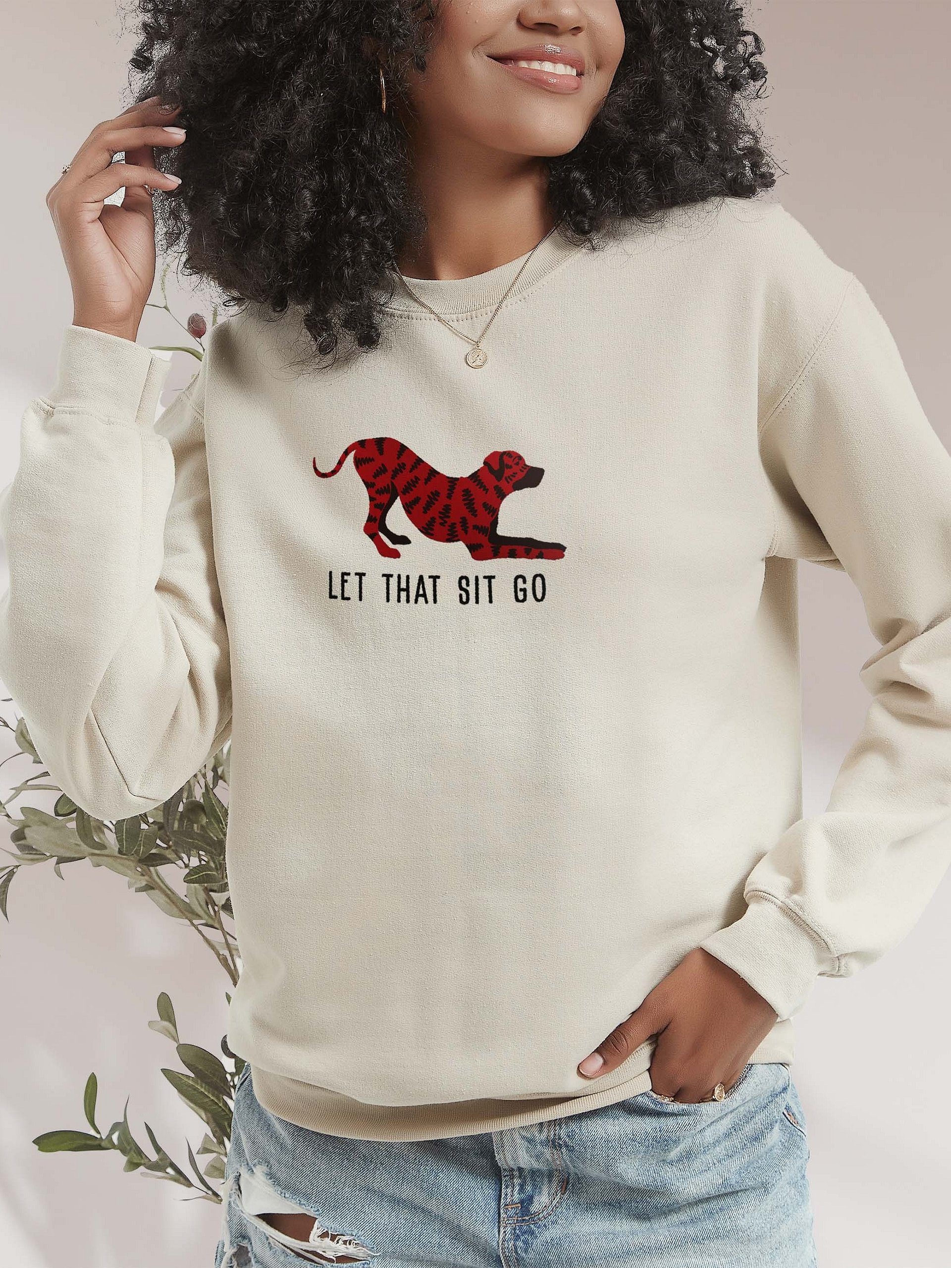 Let That Sit Go Sweatshirt (Embroidered) of a Rhodesian Ridgeback(Brindle) product image (2)