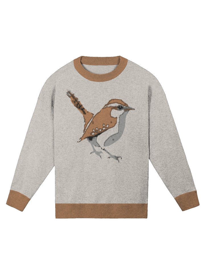 Carolina Wren Jacquard Sweater – Relaxed Knit Pullover, South Carolina State Bird Design product image (4)