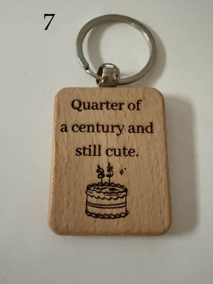 Milestone Birthday Wooden Engraved Keychains | Age 21–70 | Handmade Gift for Him or Her (1) product image (7)