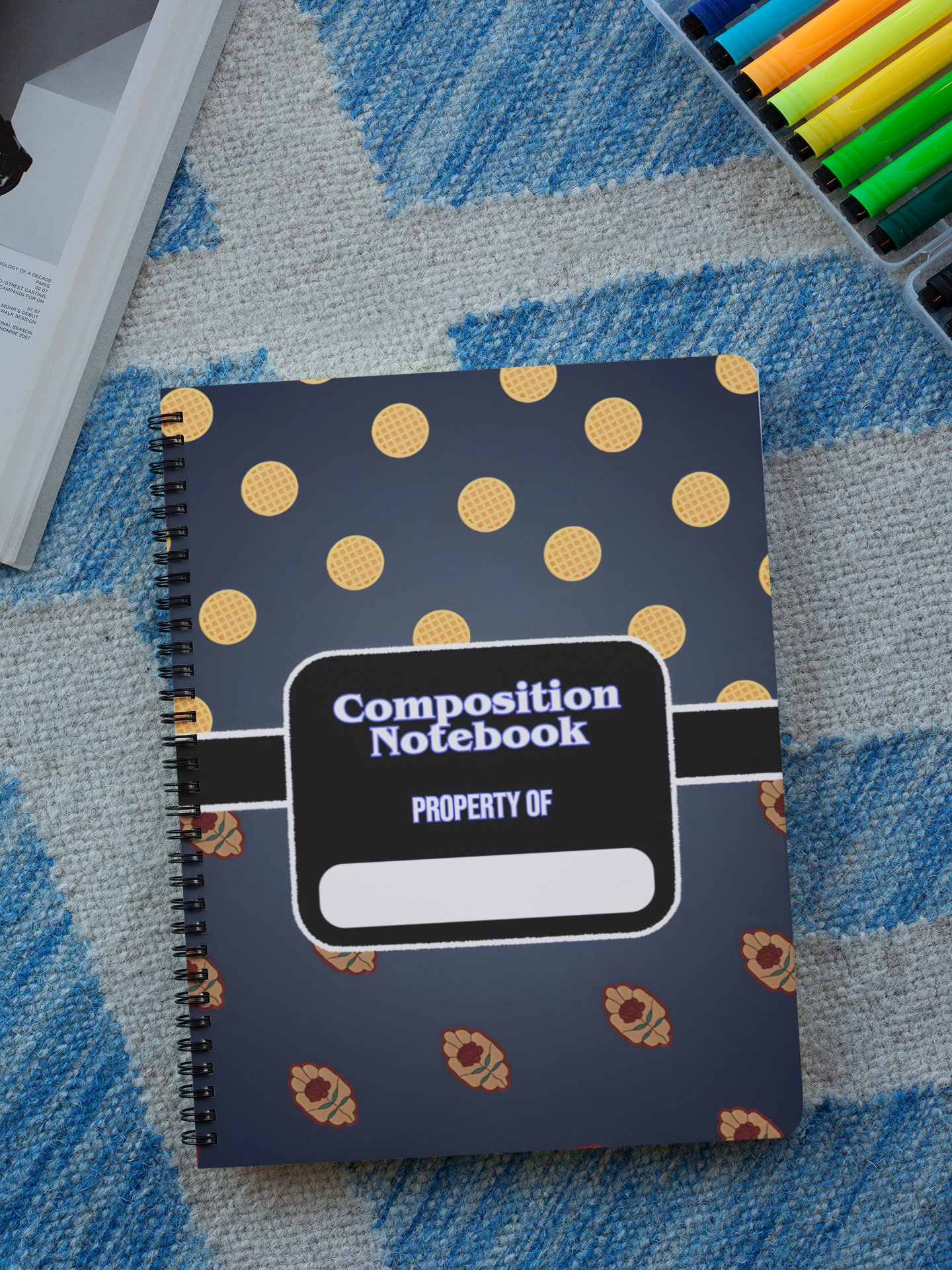 Waffle and Stained Glass Rose Composition Notebook product image (1)