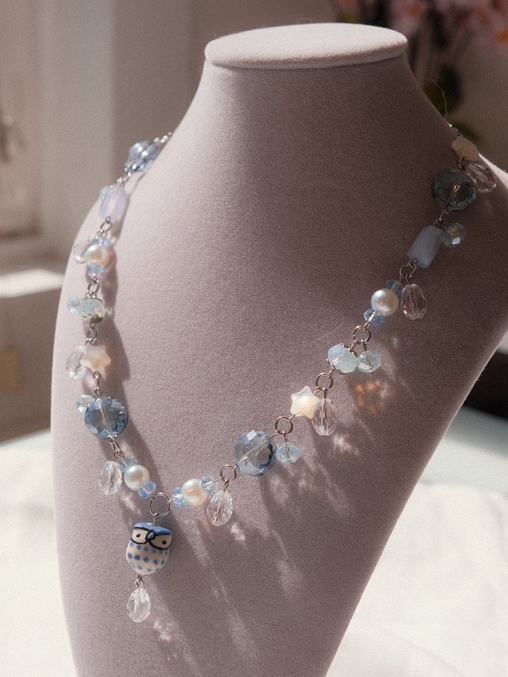 Owl of truth - Blue lace agate necklace 🦉 product image (1)