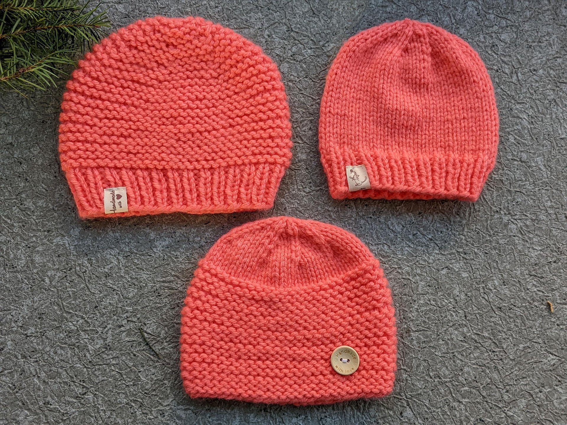 Set of 3 Knit Newborn Baby Beanie Patterns product image (2)