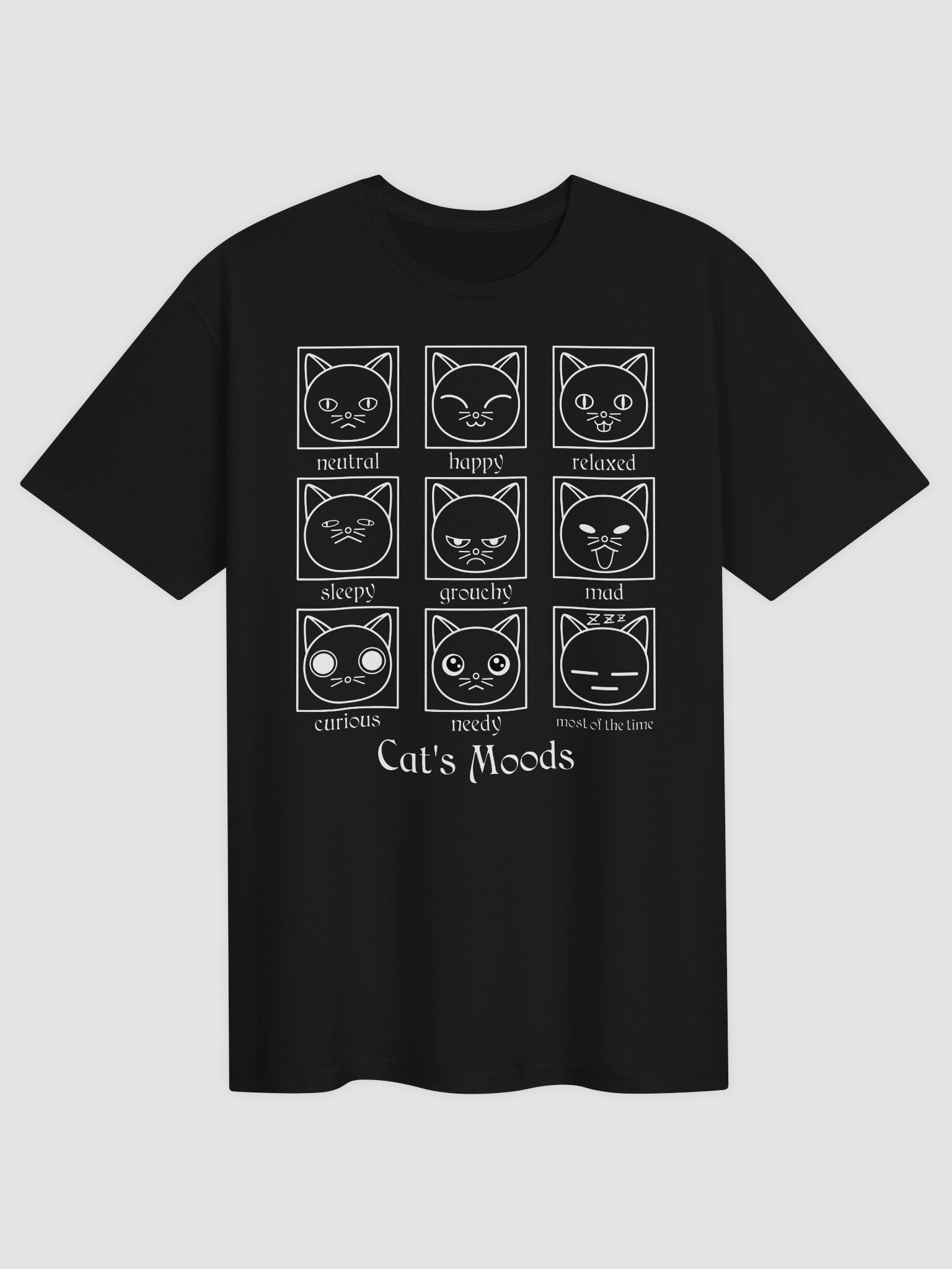 Cat's Moods (White Print) - Unisex Adult Super Soft Lightweight T-shirt product image (1)