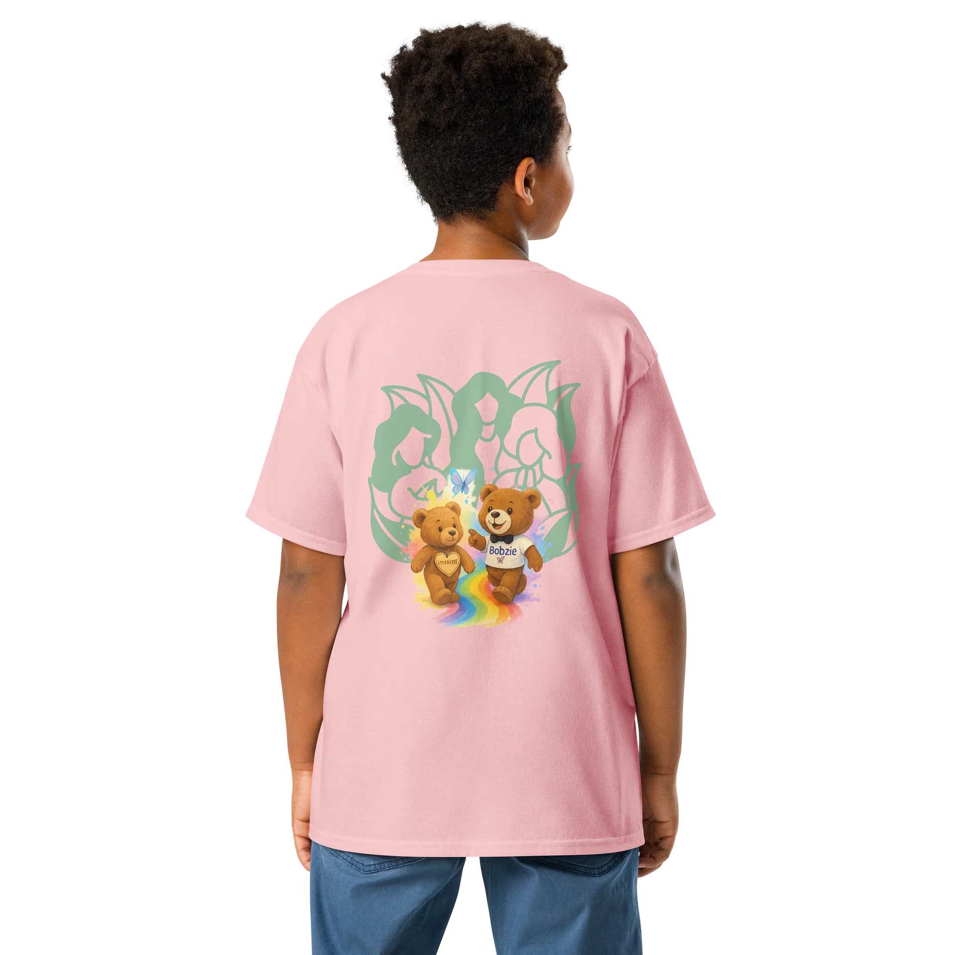 Fayzie & Bobzie – Follow Your Rainbow Pink Kids T-Shirt by FayzieBobs product image (2)