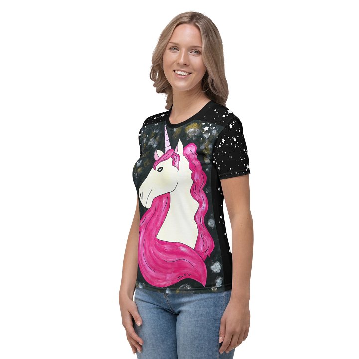 Unicorn (art by Dina R.) acrylic painting picture - Women's Crew Neck T-Shirt product image (2)