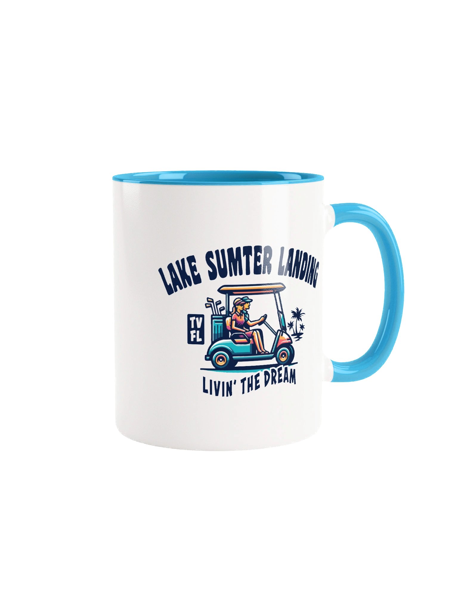 Lake Sumter Landing TV Florida USA Fun Golf Cart Design Coffee Mug product image (1)