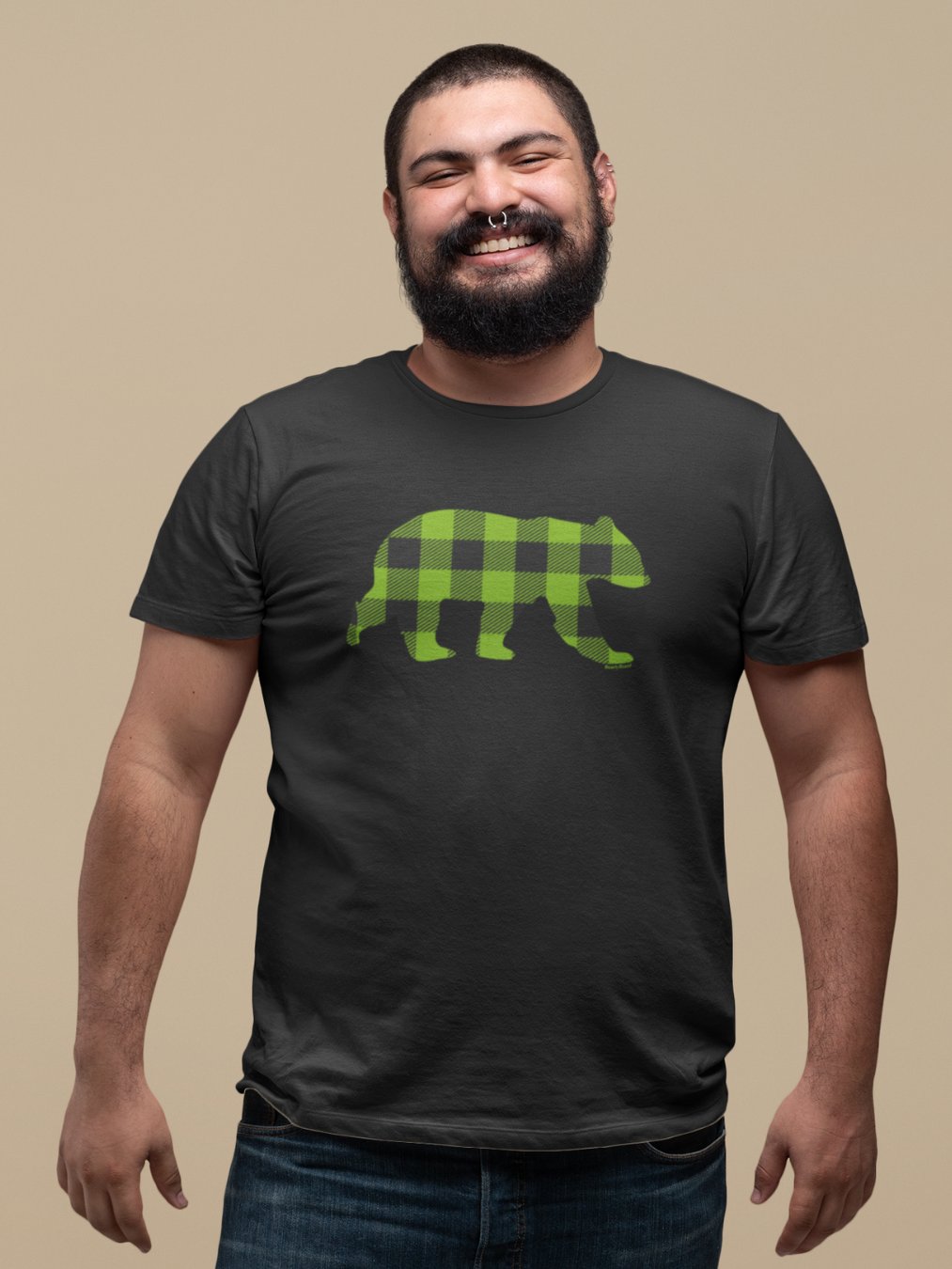 Green Buffalo Check Bear T-Shirt product image (3)
