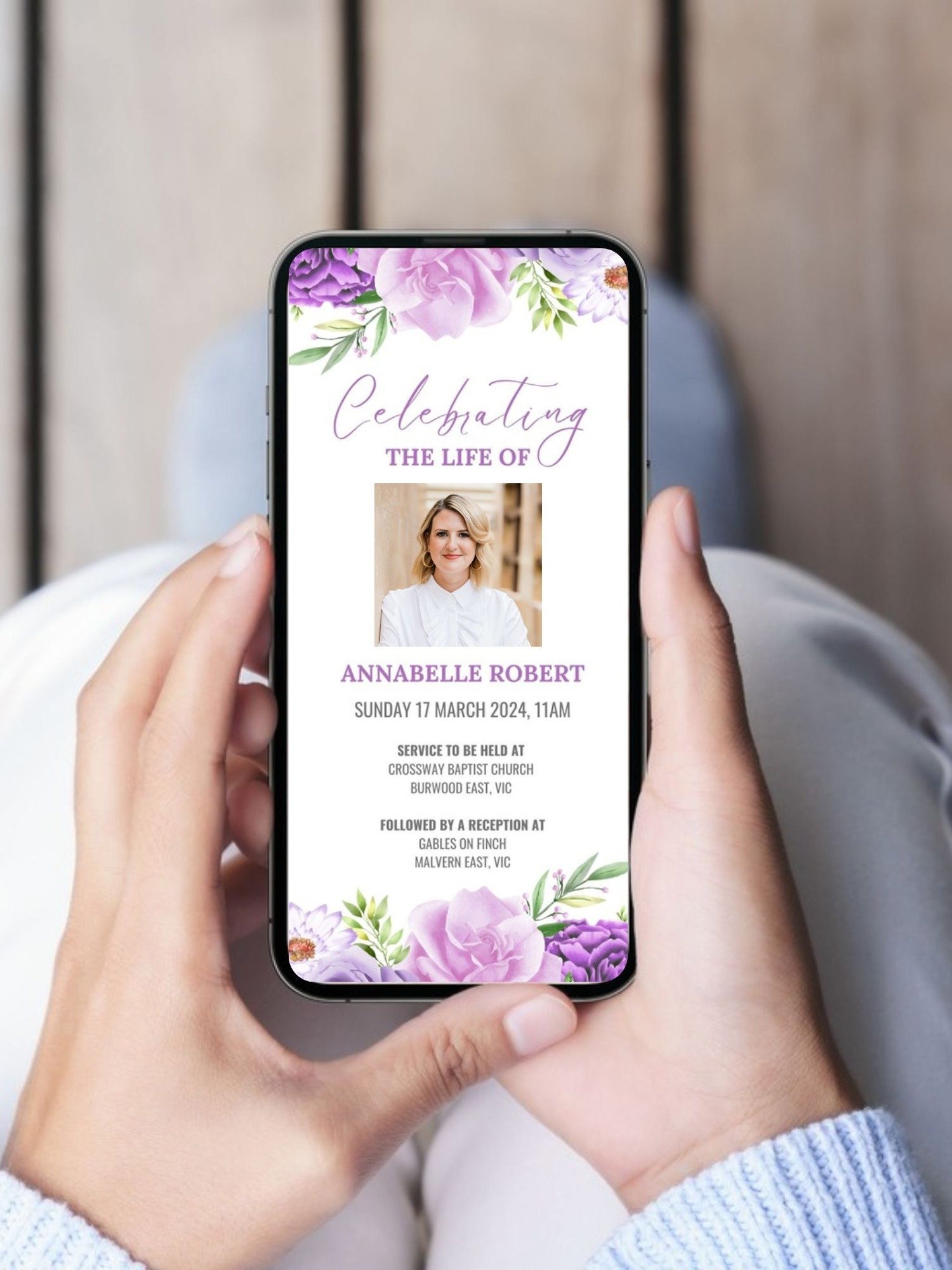 Purple Pink Flowers Evite Canva Template product image (5)