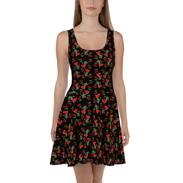 Poppies and Cherries Red and Black - Skater Dress product image (1)