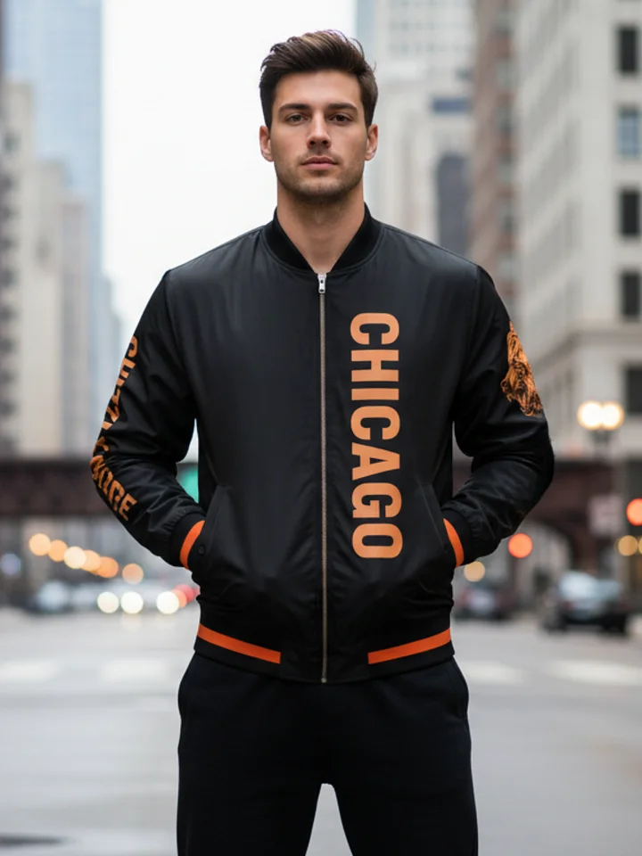 GRIZZLY MODE™ QB1 BOMBER JACKET — CHICAGO | FOOTBALL | HOME LOCKER product image (1)