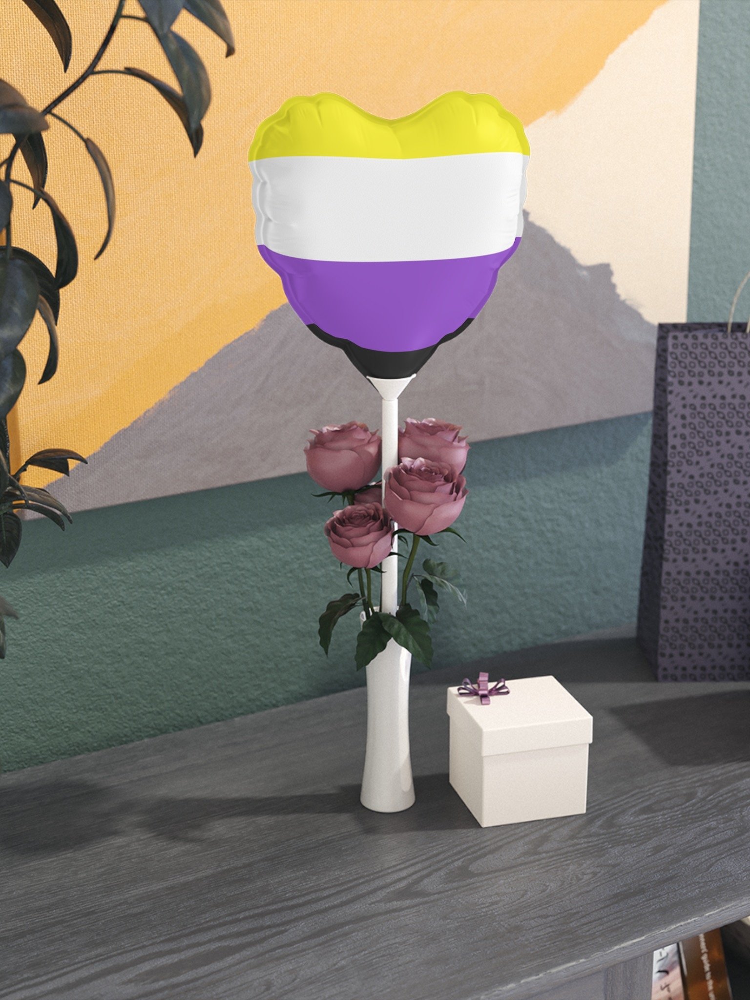Non binary heart balloon product image (3)