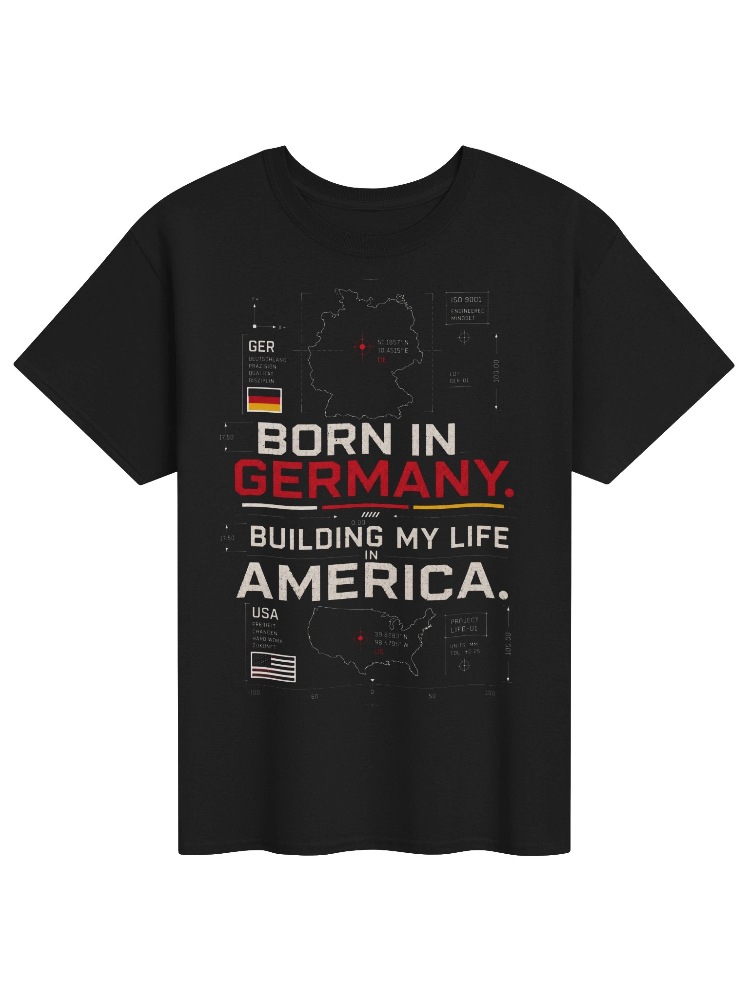 Born in Germany, Building My Life in America Blueprint T-Shirt product image (1)