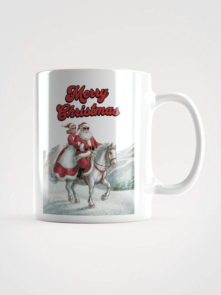 Mr. and Mrs. Santa Claus Horse Riding White Mug product image (1)