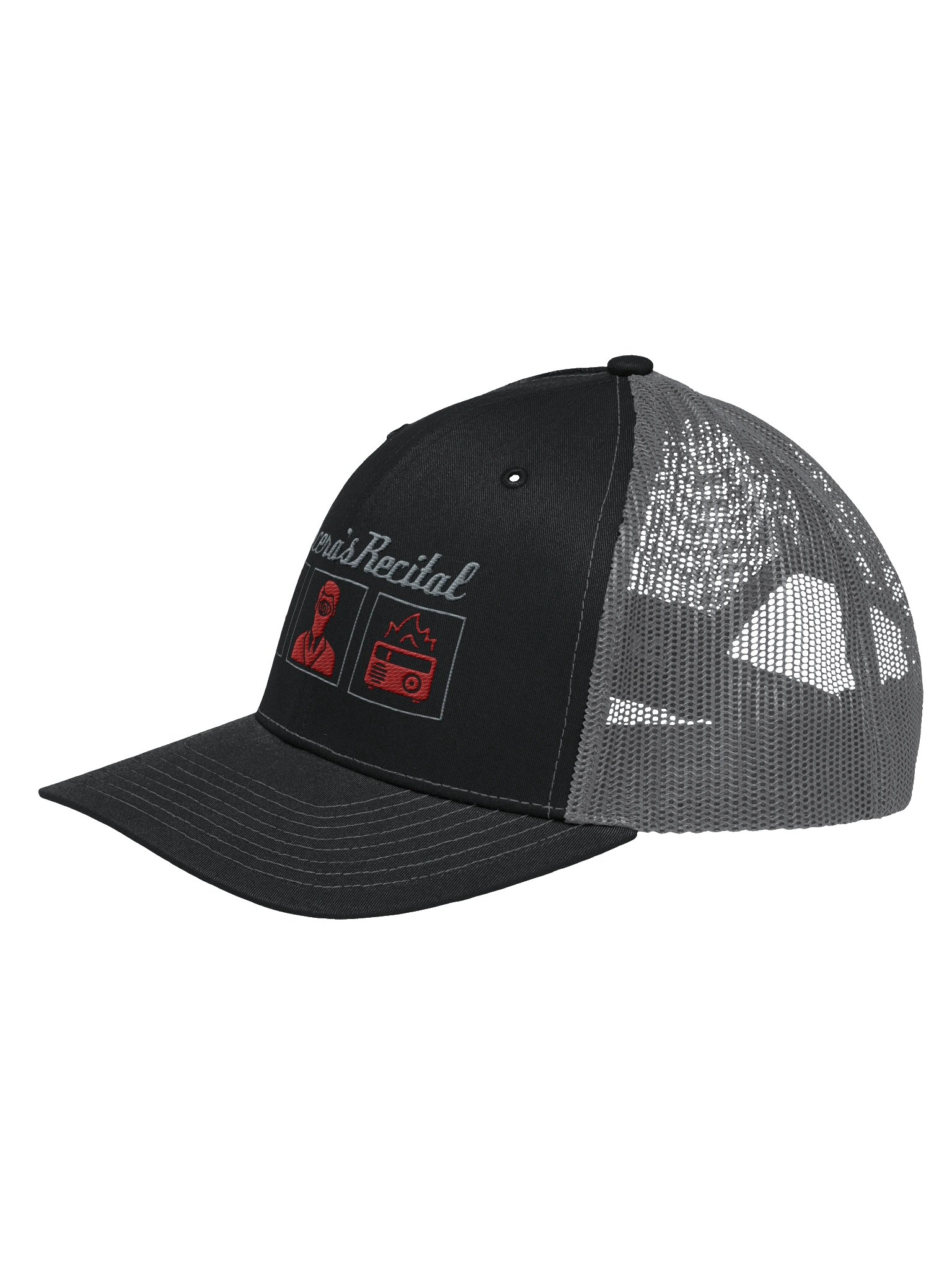 Viscera's Recital Embroidered Trucker Hat - Grey & Red product image (2)