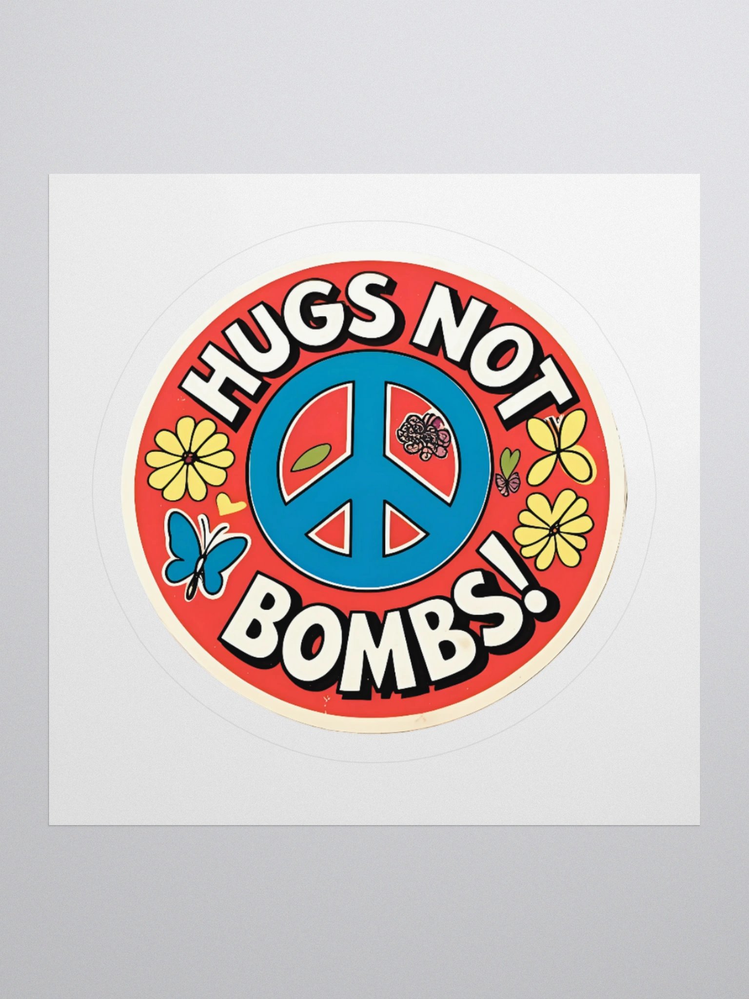 HUGS NOT BOMBS! Retro Kiss Cut Stickers product image (3)
