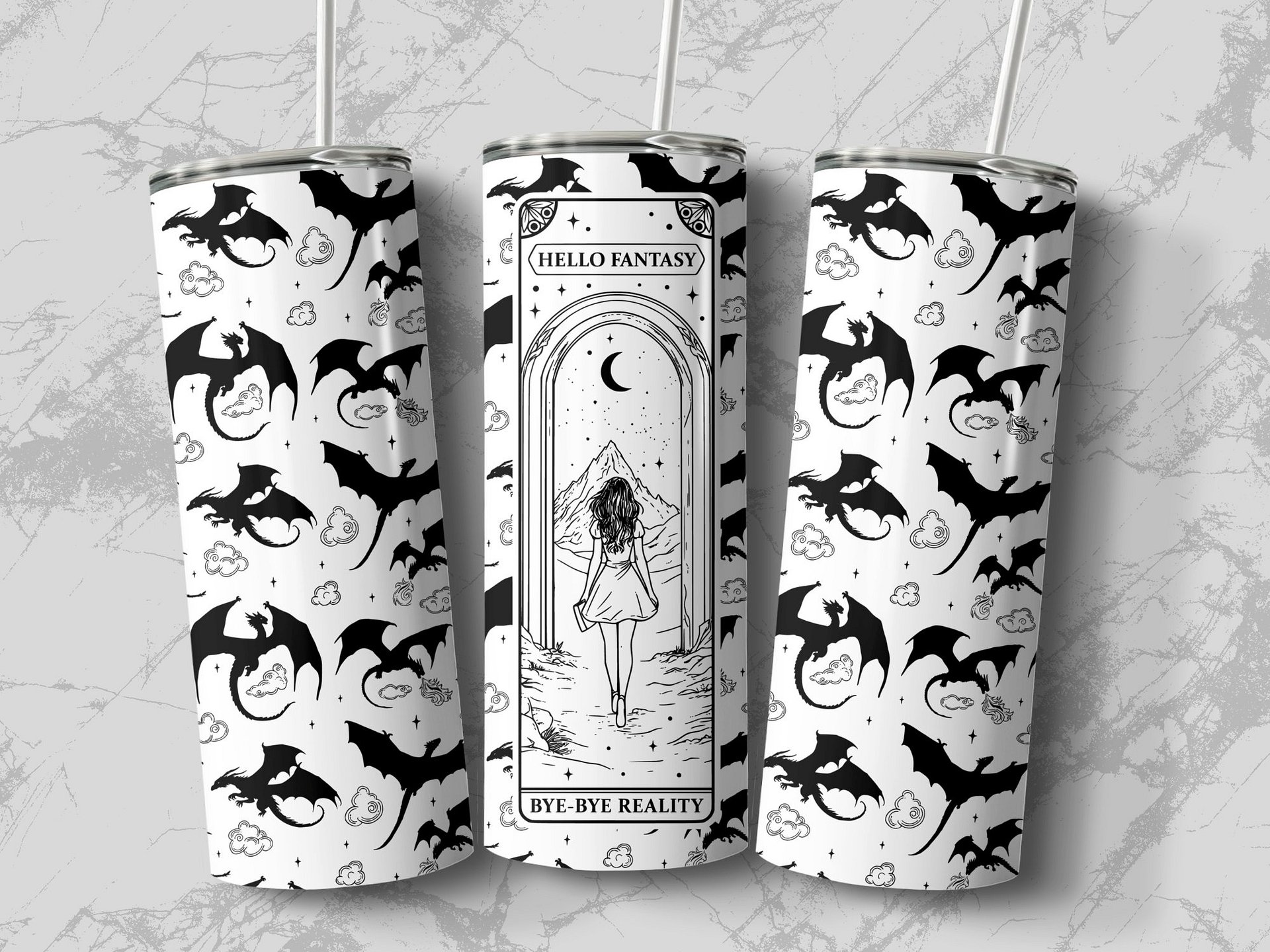 Book Dragon Smut Romantasy Reader 20oz Tumbler Full Wrap SVG PNG, Laser File Engraved Pattern, Seamless Sublimation Design, Digital Download product image (4)