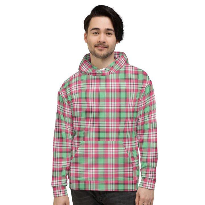 Mint Green and Pink Plaid Hoodie product image (2)