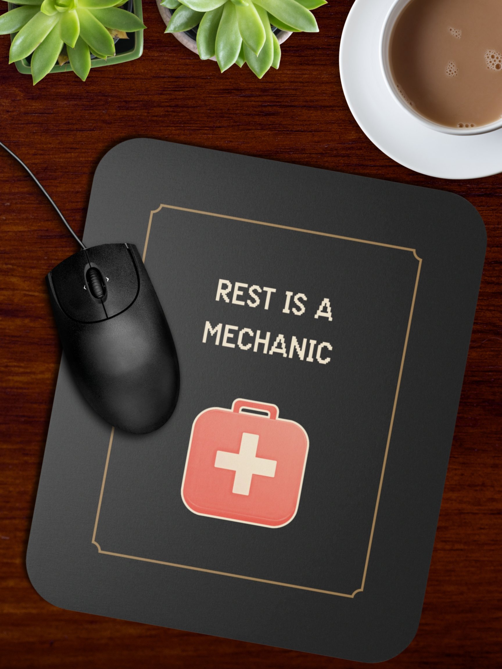 Rest Is a Mechanic Mouse Pad | Chronic Illness Recovery & Gamer Desk Decor product image (1)