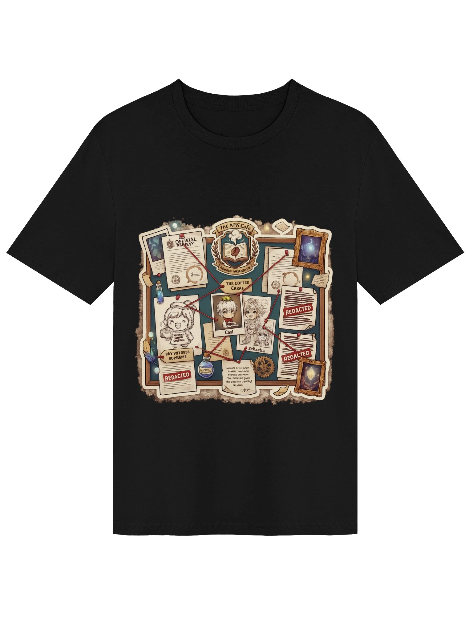 The Coffee Cabal Investigation Board | AFK Cafe Magic Academy Tee product image (1)