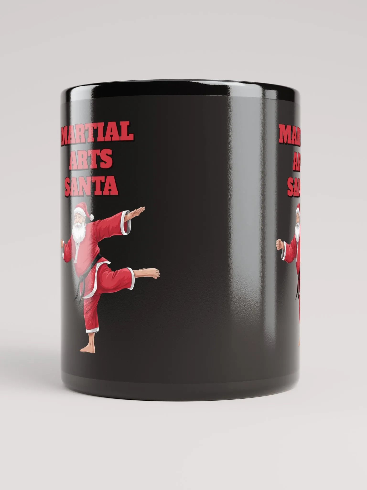 Martial Arts Santa - Funny Christmas Black Mug product image (10)