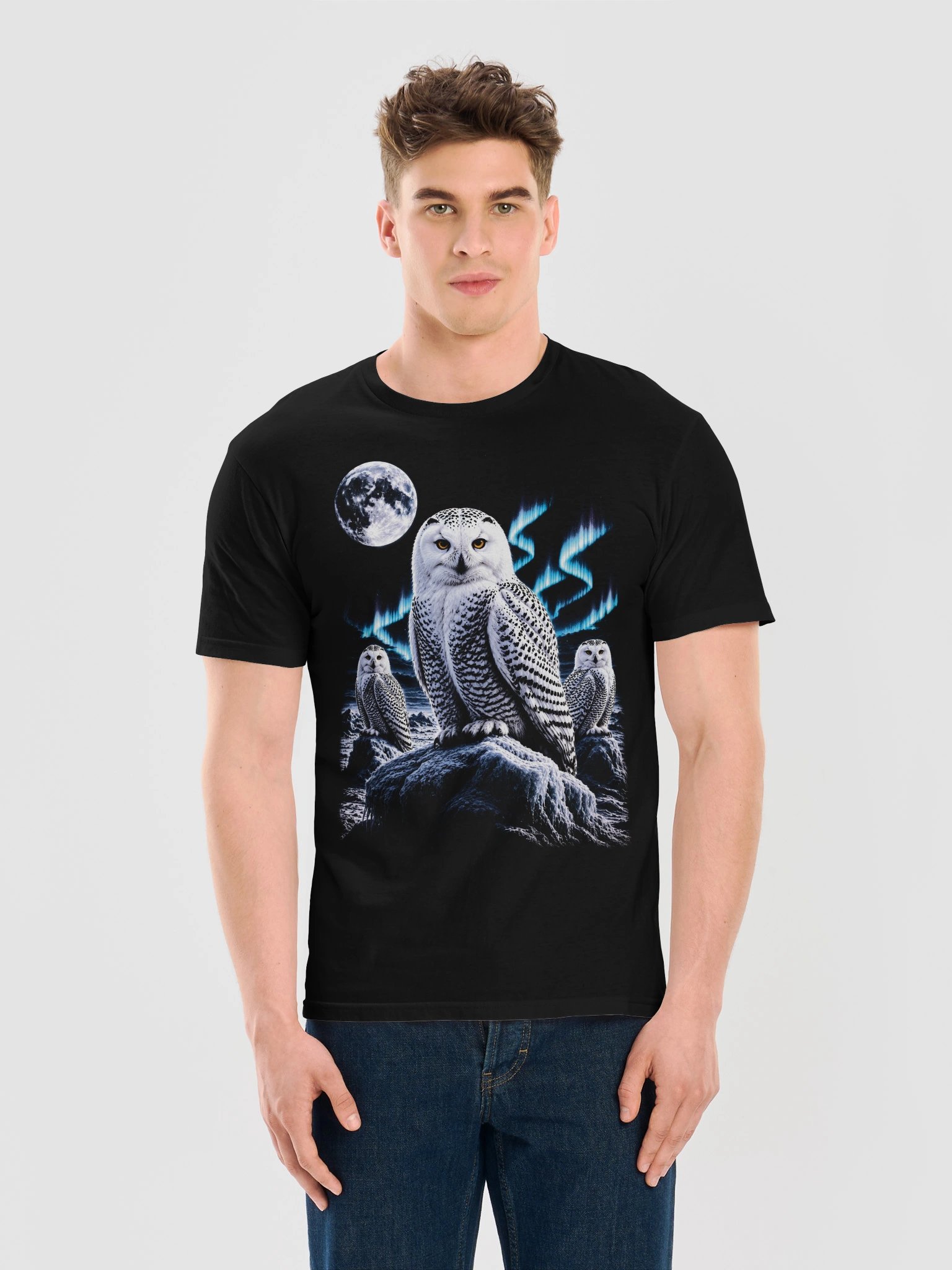 Snowy Owl Howling Moon Tshirt | Legendary Wildlife Shirt product image (6)