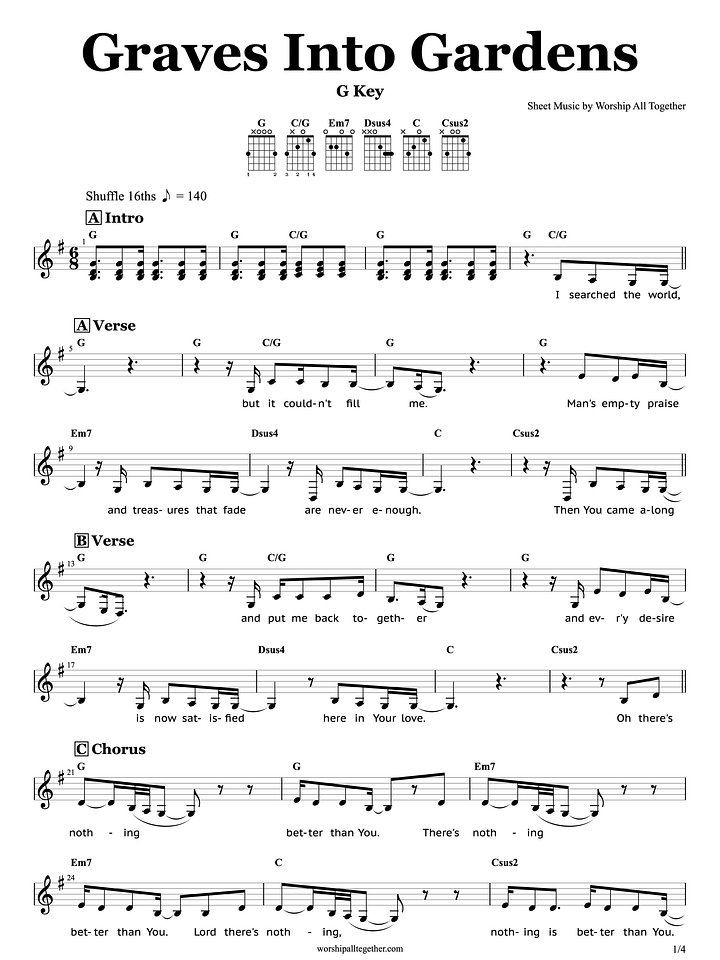 Graves Into Gardens - Elevation Worship | Sheet Music, Chord, Lyrics product image (1)