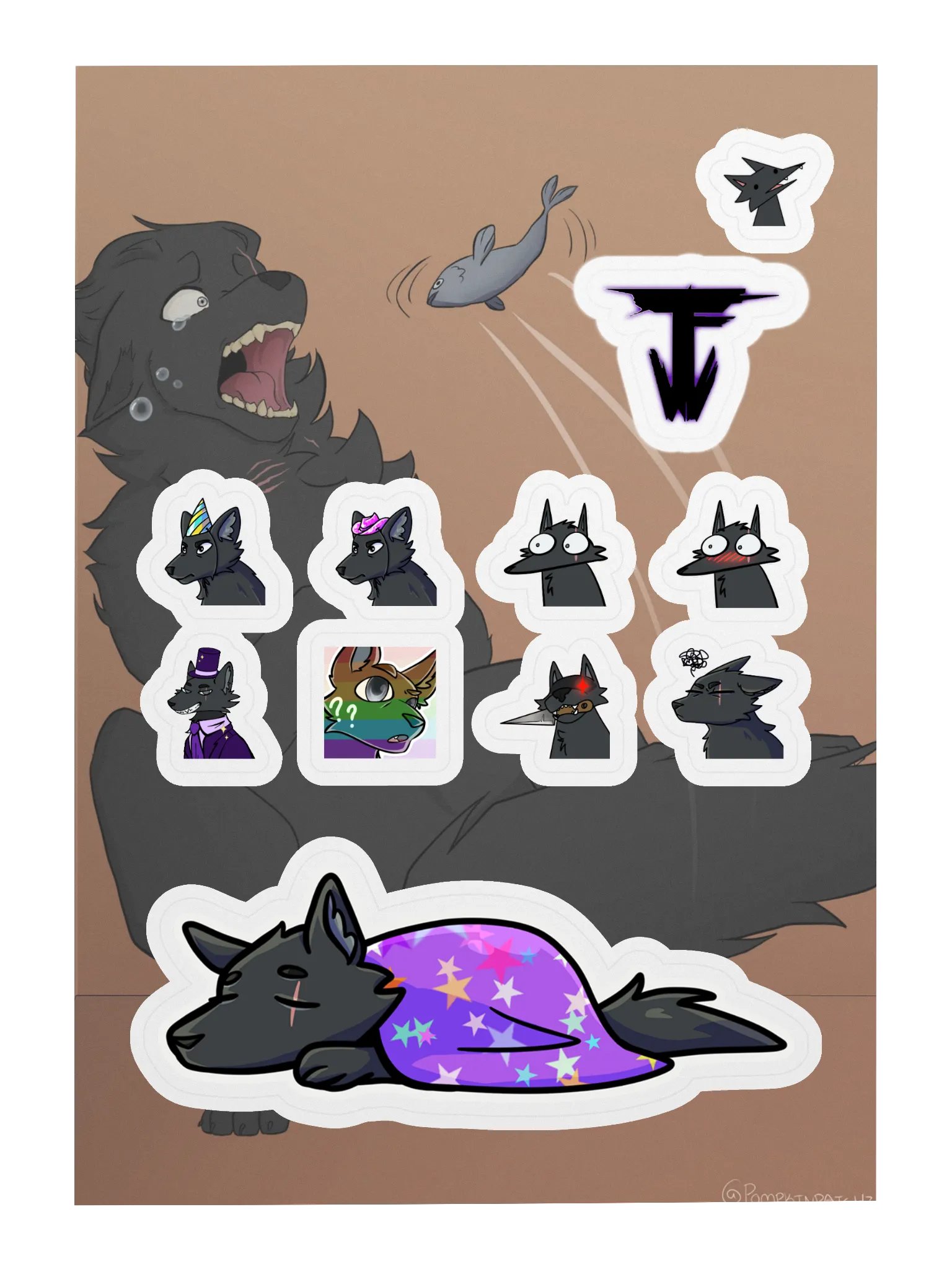 Silly "The Wolf" Emote Sticker Sheet! product image (3)