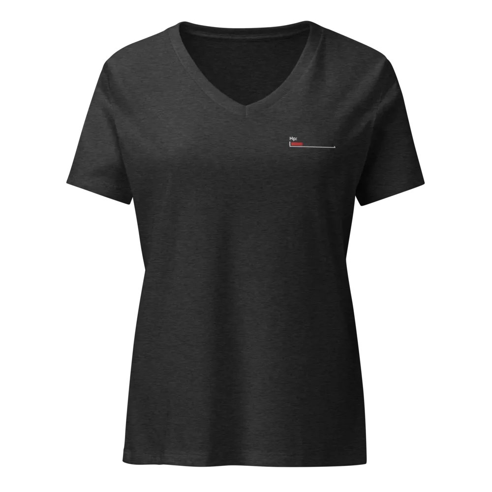 White Healthbar Embroidered V-Neck T-Shirt - Women Relaxed Fit product image (1)
