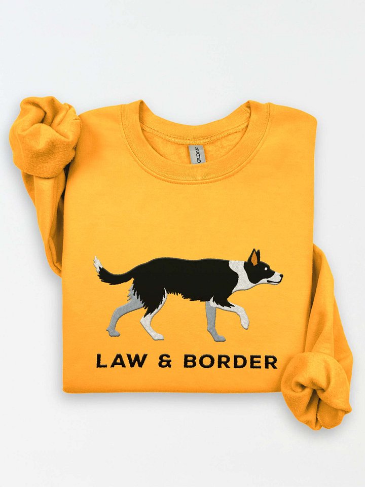 Law and Border Sweatshirt (Embroidered) of a Smooth-Coated Border Collie(Black & White) product image (1)