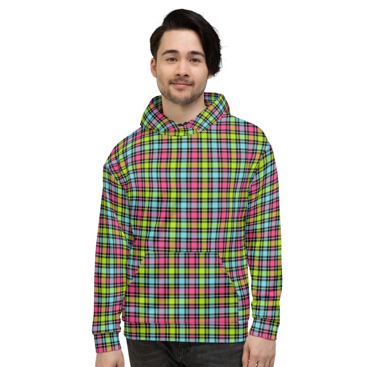 Neon Checkered Plaid Hoodie product image (2)