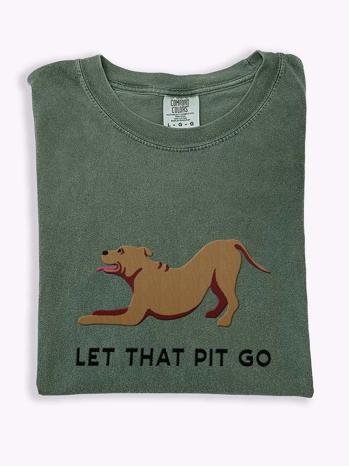 Let That Pit Go T-Shirt(Embroidered) of a Pitbull Terrier(Red) product image (1)