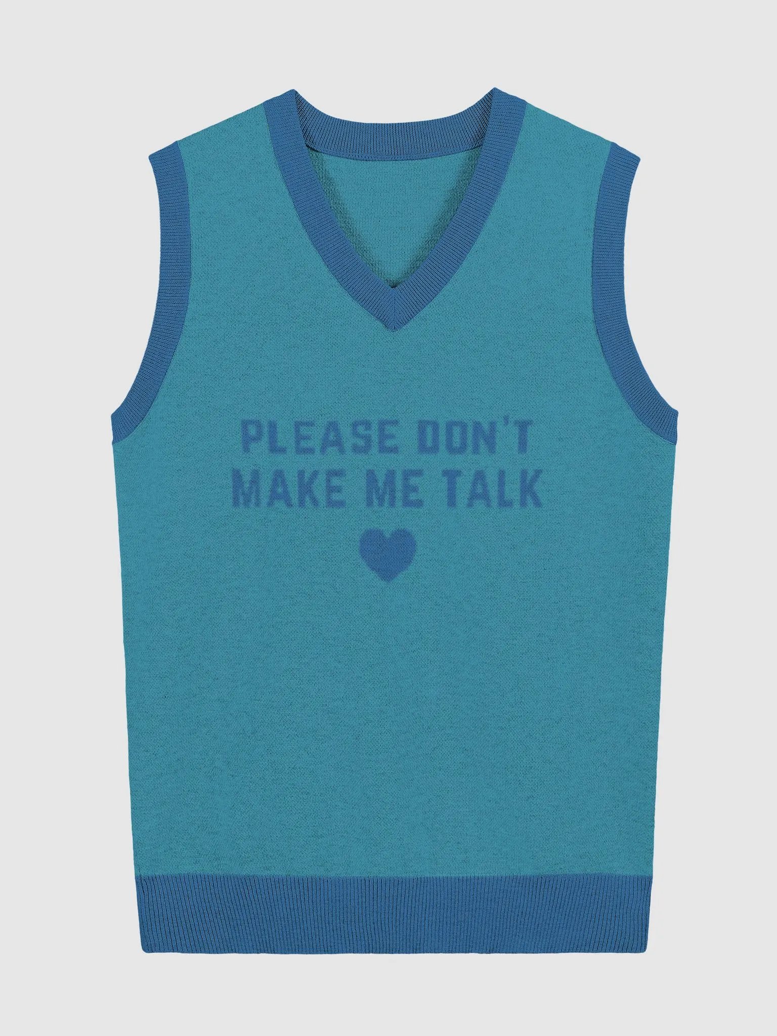 PLEASE DON'T MAKE ME TALK (duotone teal) knitwear vest product image (4)