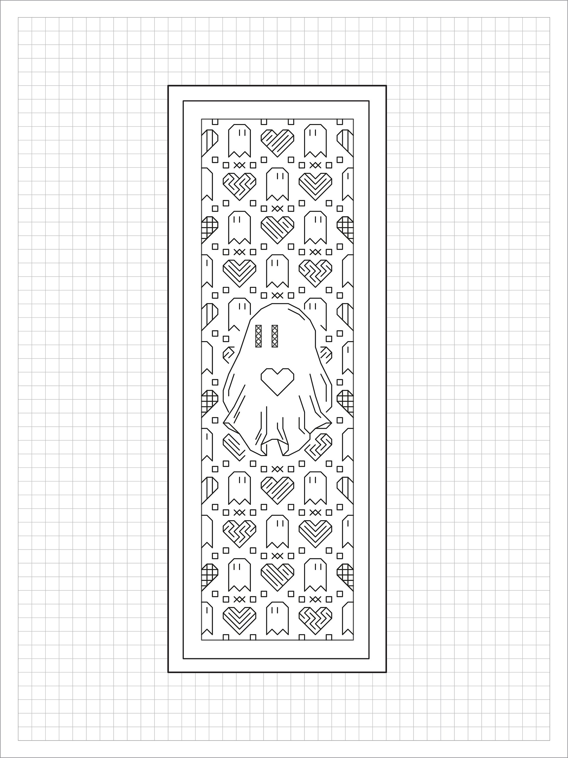 Heart and Soul Bookmark • Blackwork Cross Stitch Pattern • PDF Digital Download product image (1)