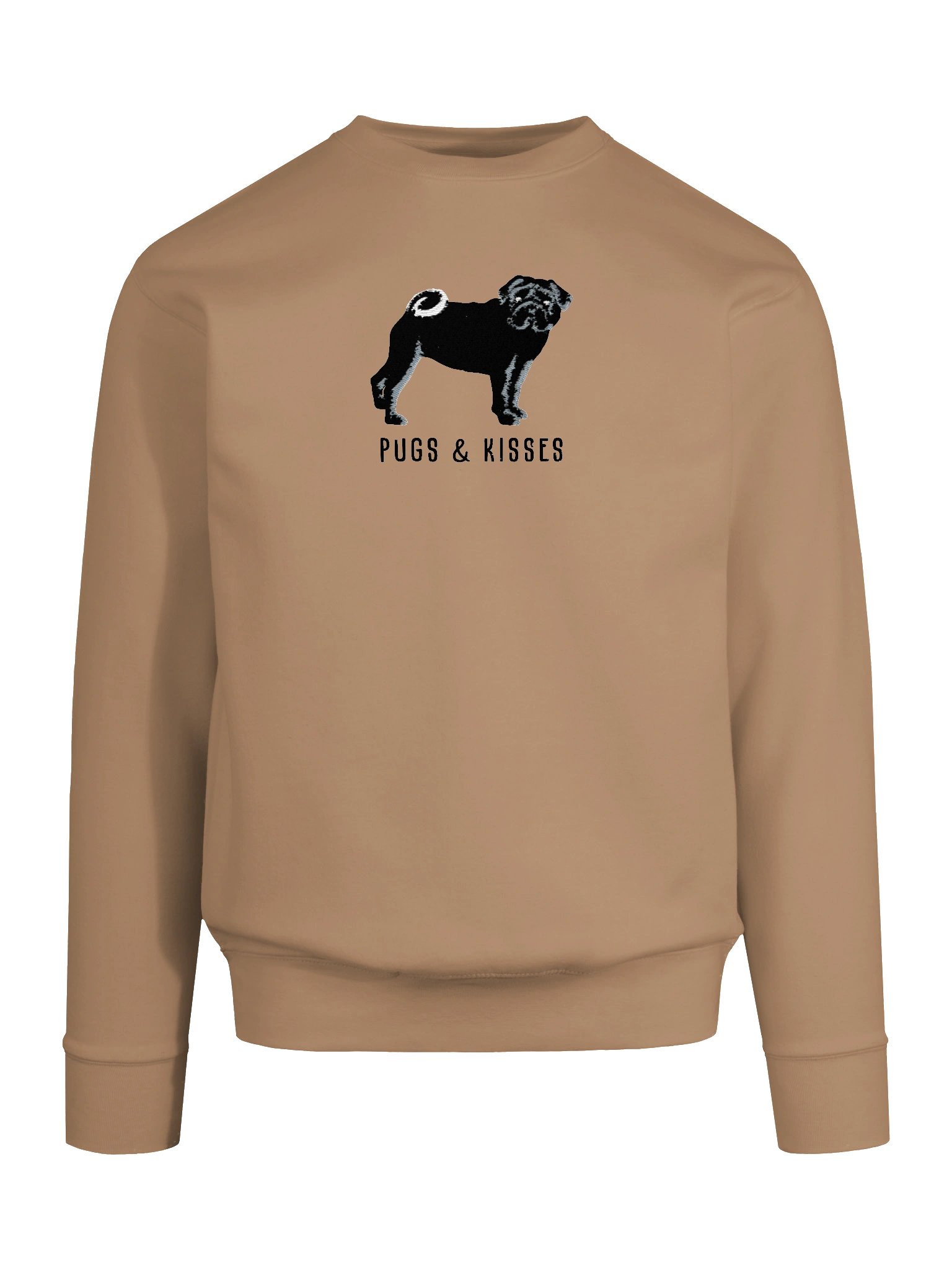 Pugs and Kisses Sweatshirt (Embroidered) of a Pug(Black) product image (9)