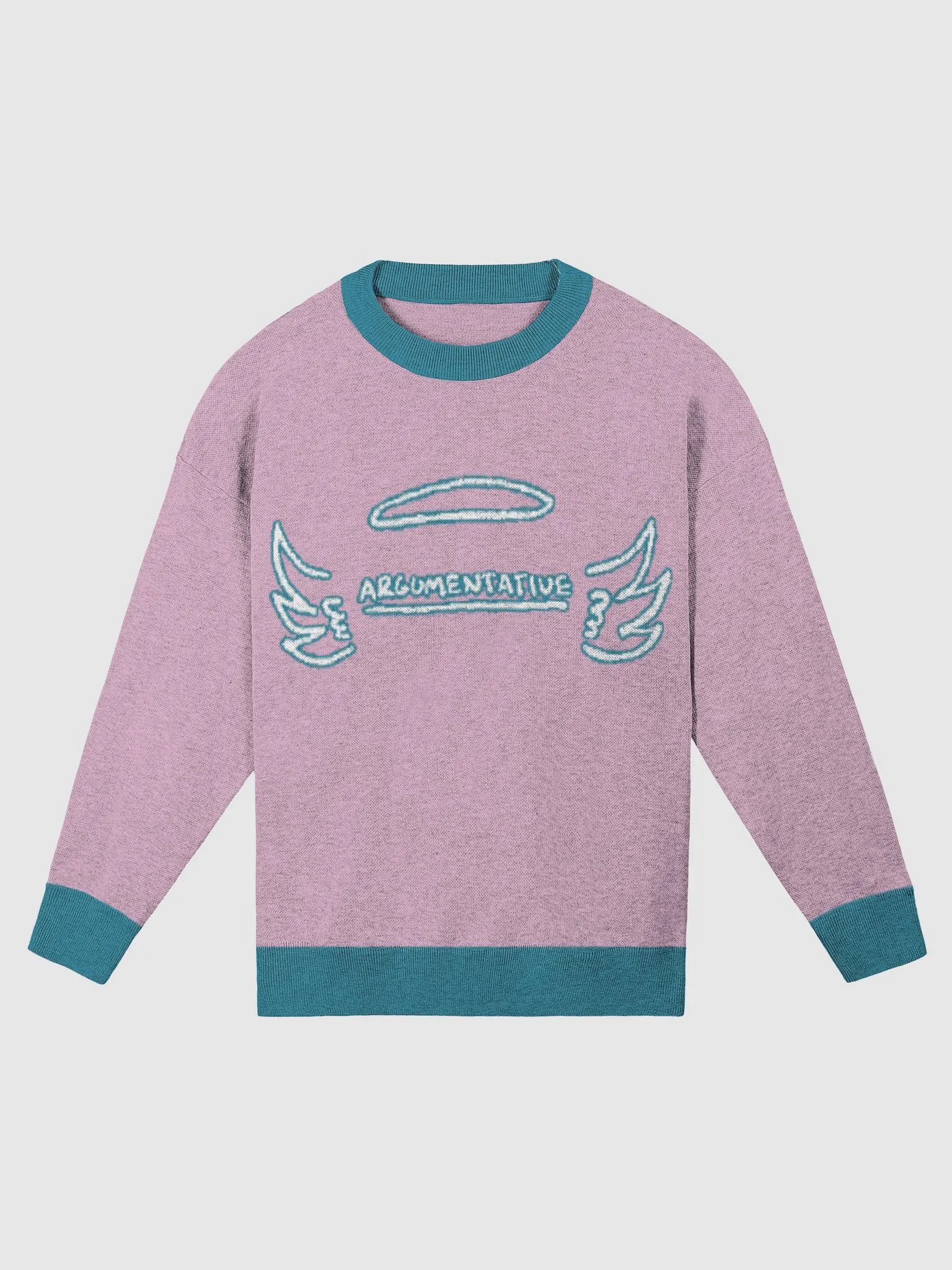 ANGELIC (lg. lined design, lilac and teal) knitwear relaxed crewneck product image (2)