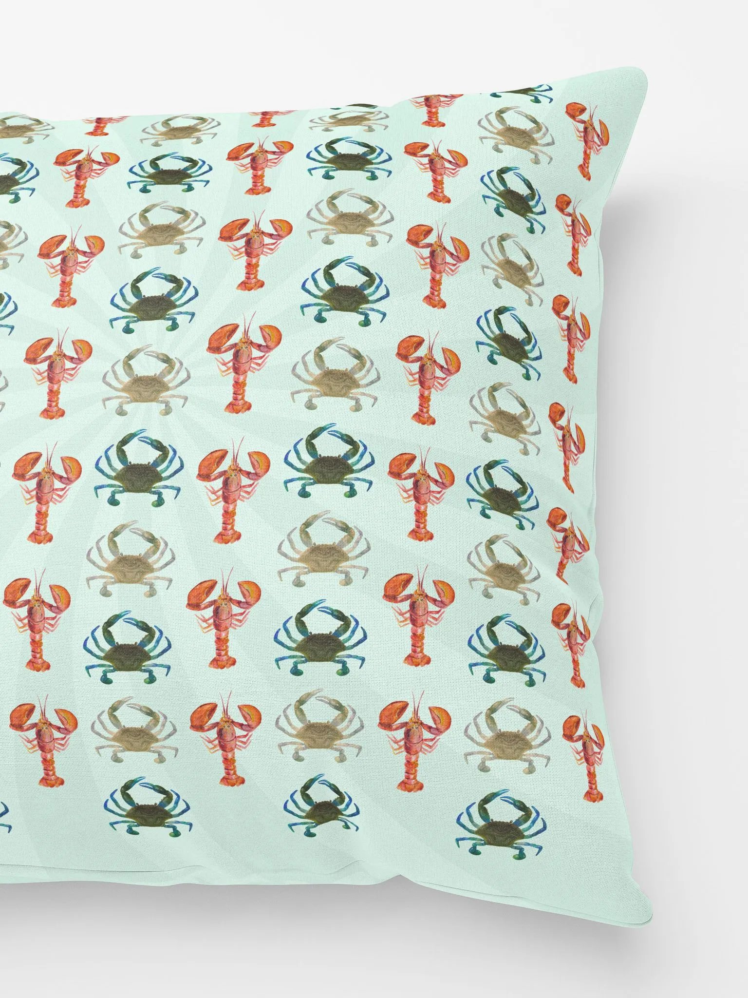 Copy of Crab and Lobster Pale Mint Green Pillow product image (3)