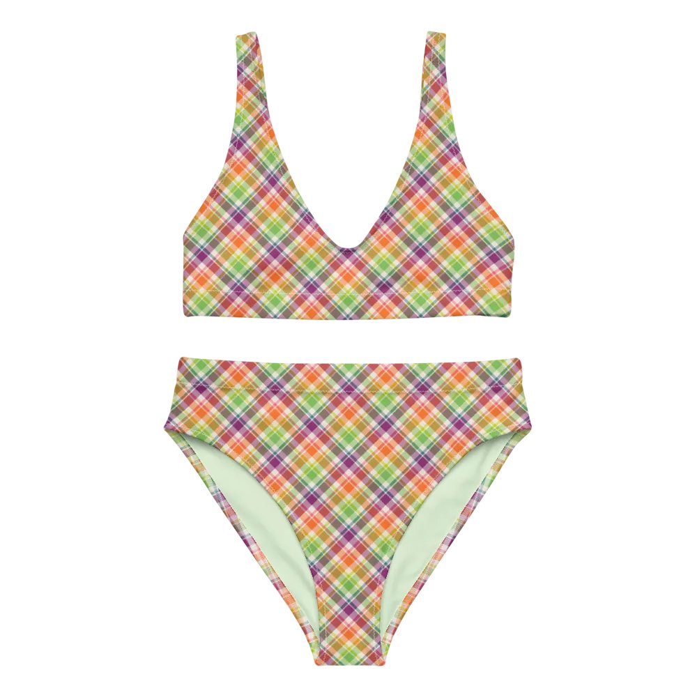 Purple, Orange, and Lime Green Plaid Bikini product image (2)