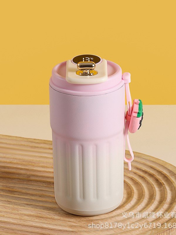 Smart Coffee Tumbler with LED Temperature Display - Insulated Leak-Proof Travel Mug with Wrist Strap - Modern Aesthetic Stainless Steel Thermal Cup product image (2)