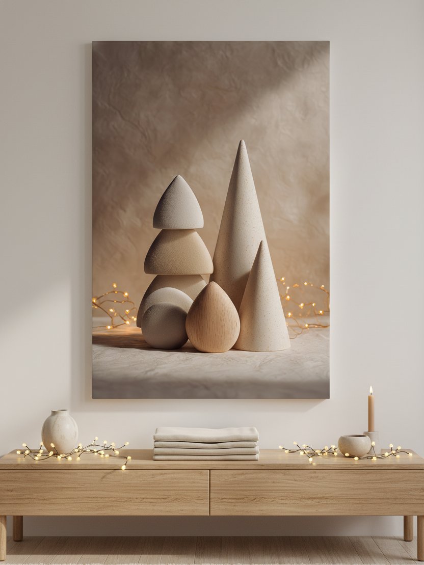 Minimalist Stone Christmas Tree – Modern Holiday Wall Art Print product image (1)