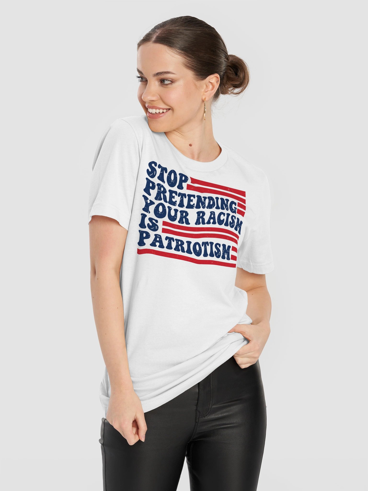 Stop Pretending Your Racism Is Patriotism – Vintage Flag Graphic T-Shirt product image (11)
