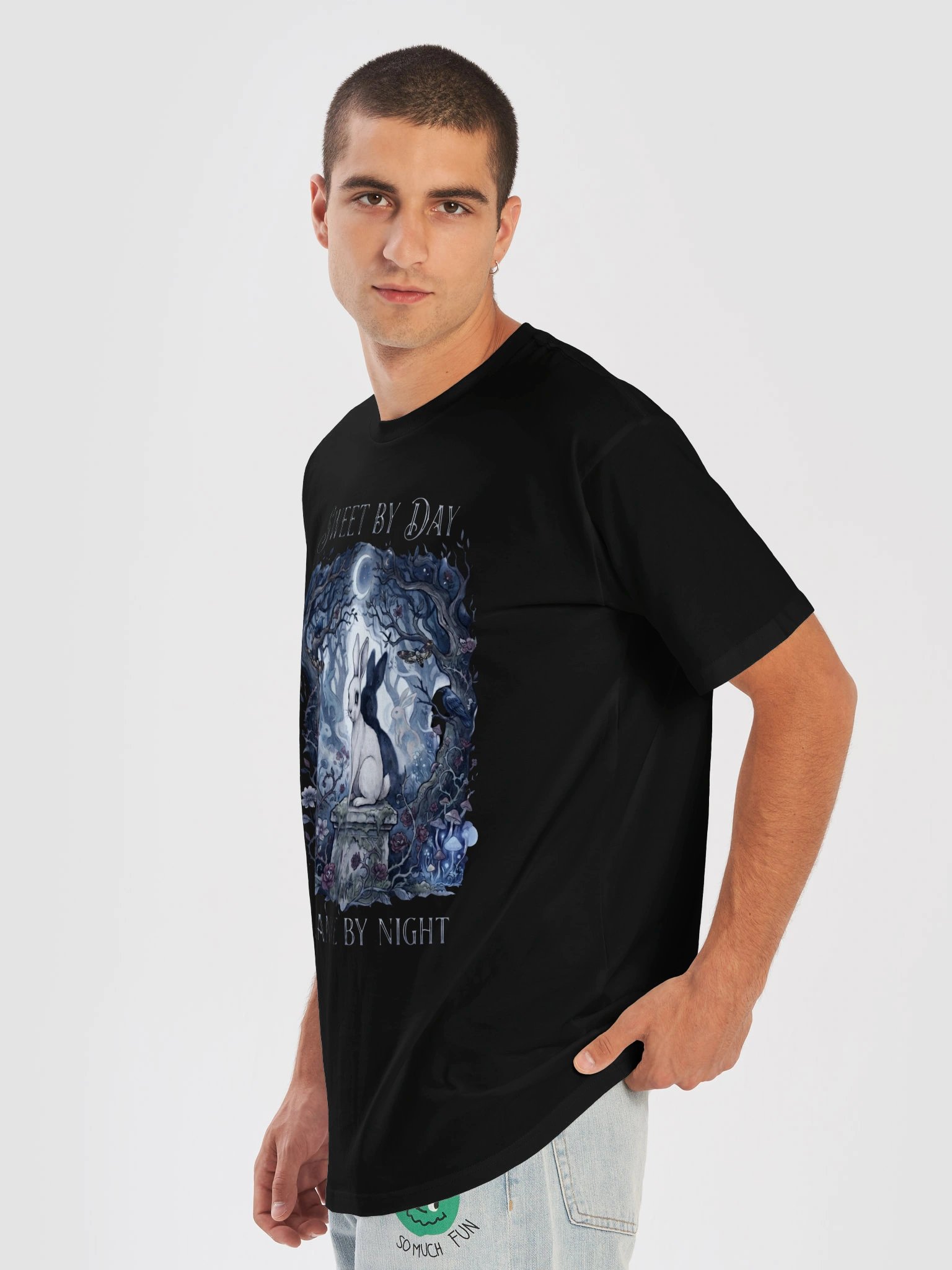 Sweet by Day Strange by Night Gothic Rabbit T-Shirt product image (7)